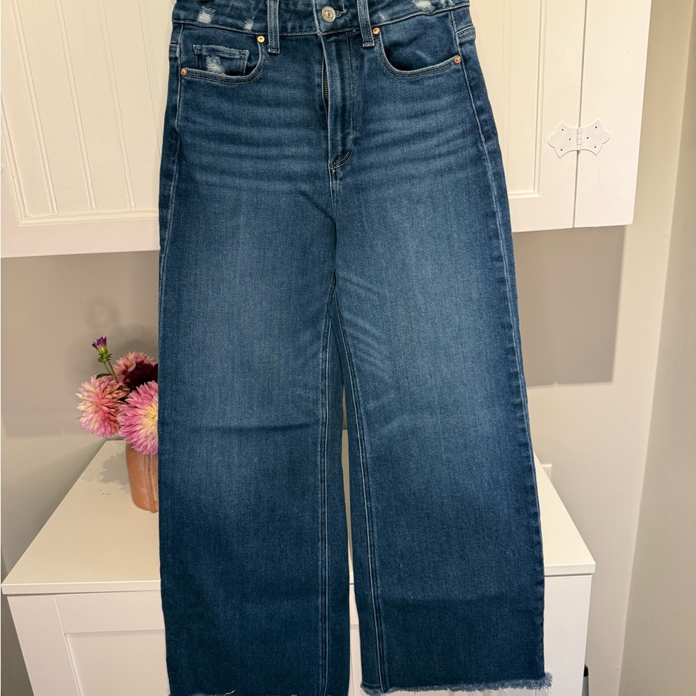 PAIGE Dark Blue Wide Leg Jeans